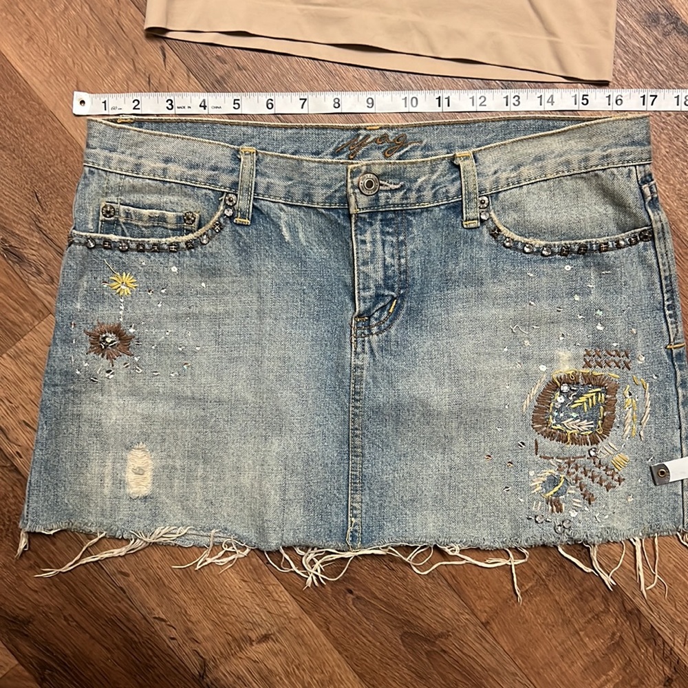 Vintage Denim Mini Skirt with Embroidery Detail
